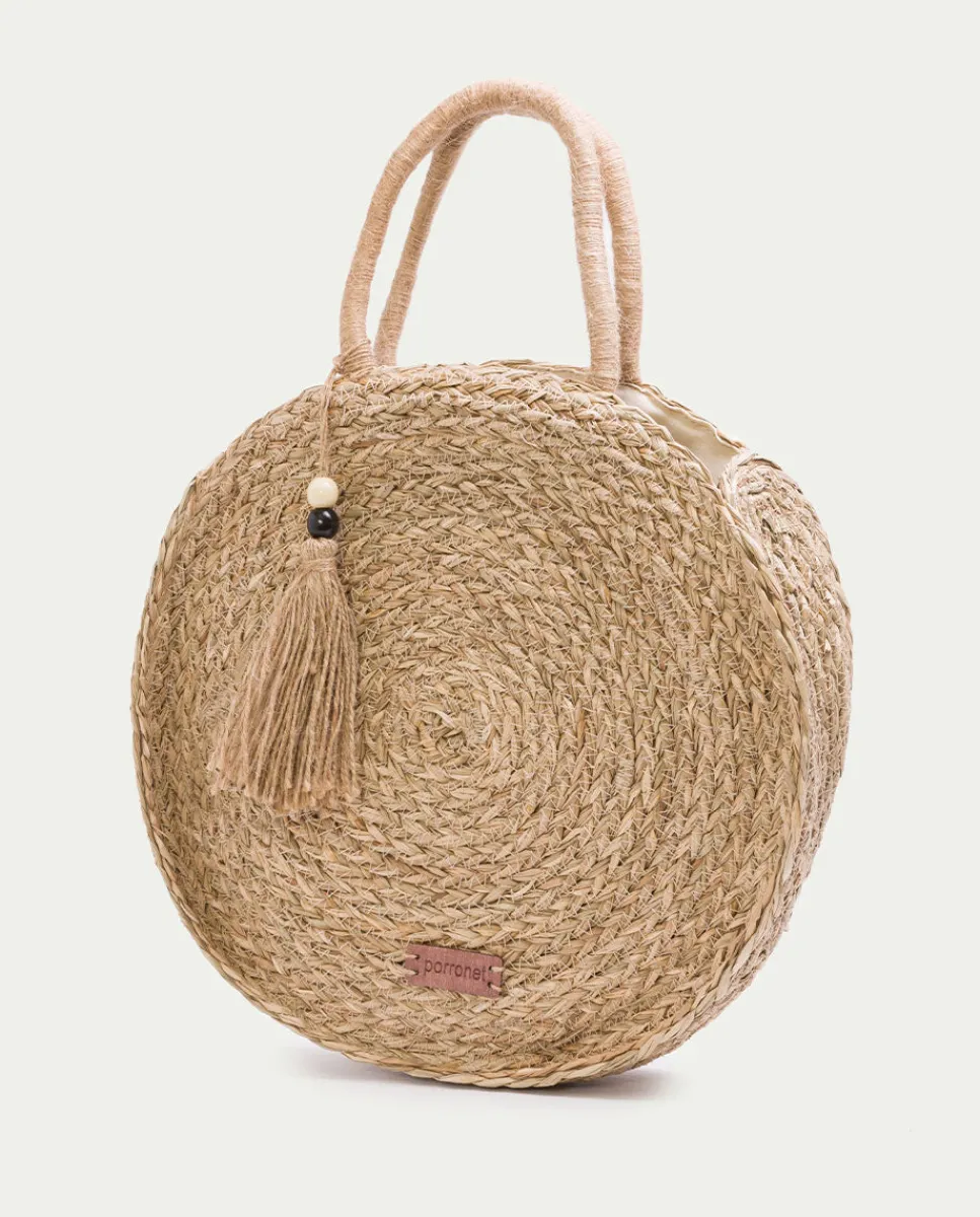 PORRONET Bolso Redondo Rafia Natural Pinets Shop