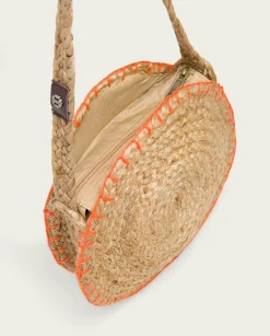 PORRONET Bolso Redondo Yute Natural Naranja Portixol Cheap