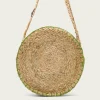 PORRONET Bolso Redondo Yute Natural Verde Portixol Hot