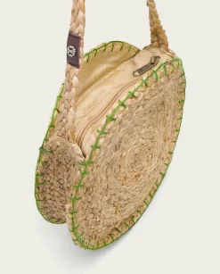 PORRONET Bolso Redondo Yute Natural Verde Portixol Hot