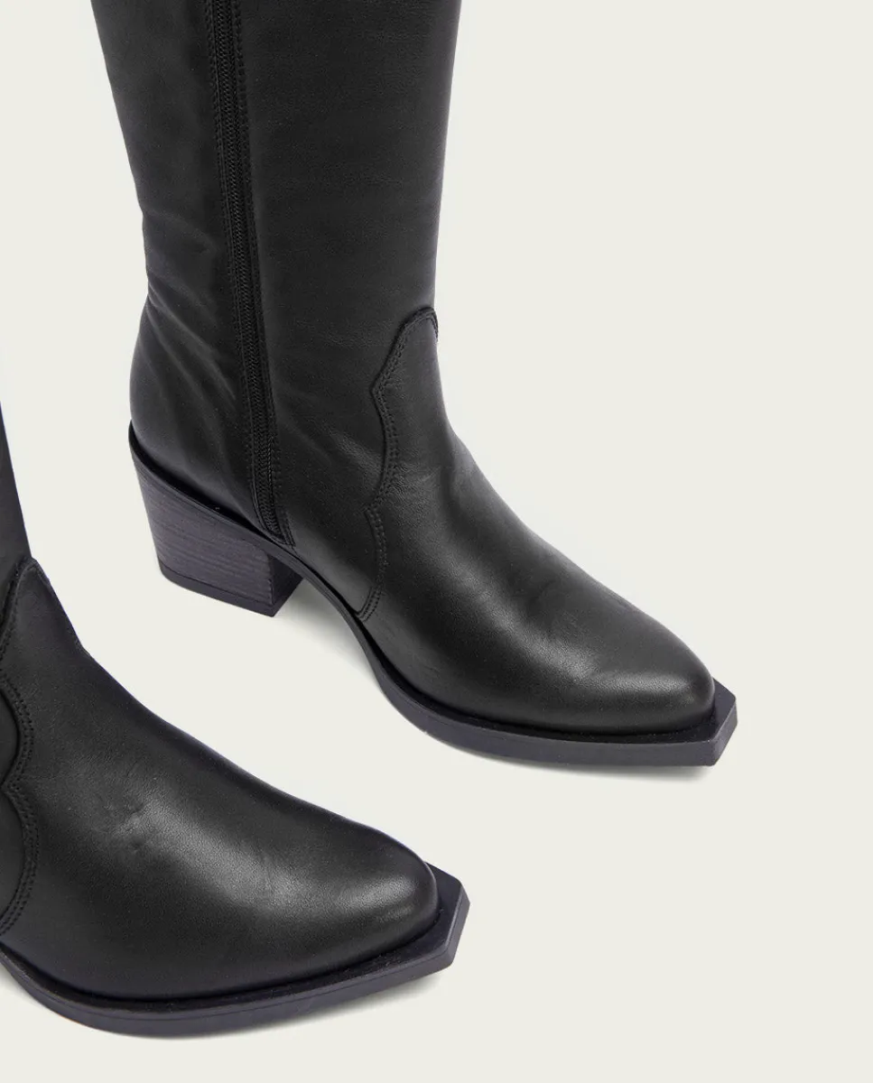 PORRONET Botas Cowboy Negra Con Cremallera Julia Best