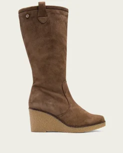 PORRONET Botas De Cuña Moka Con Cremallera Marina Outlet