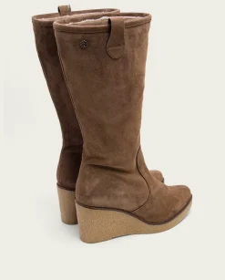 PORRONET Botas De Cuña Moka Con Cremallera Marina Outlet