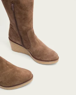 PORRONET Botas De Cuña Moka Con Cremallera Marina Outlet