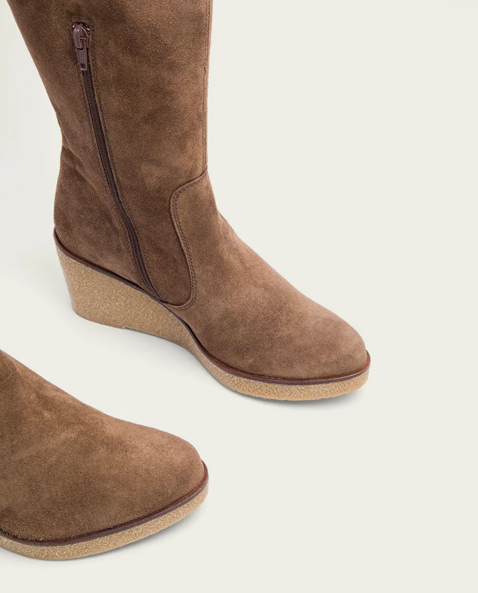 PORRONET Botas De Cuña Moka Con Cremallera Marina Outlet