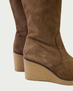 PORRONET Botas De Cuña Moka Con Cremallera Marina Outlet