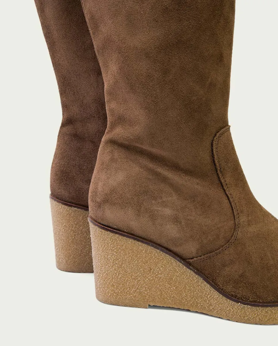 PORRONET Botas De Cuña Moka Con Cremallera Marina Outlet