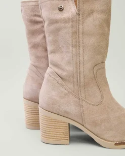 PORRONET Botas De Tacón Arena Con Cremallera Nia Clearance