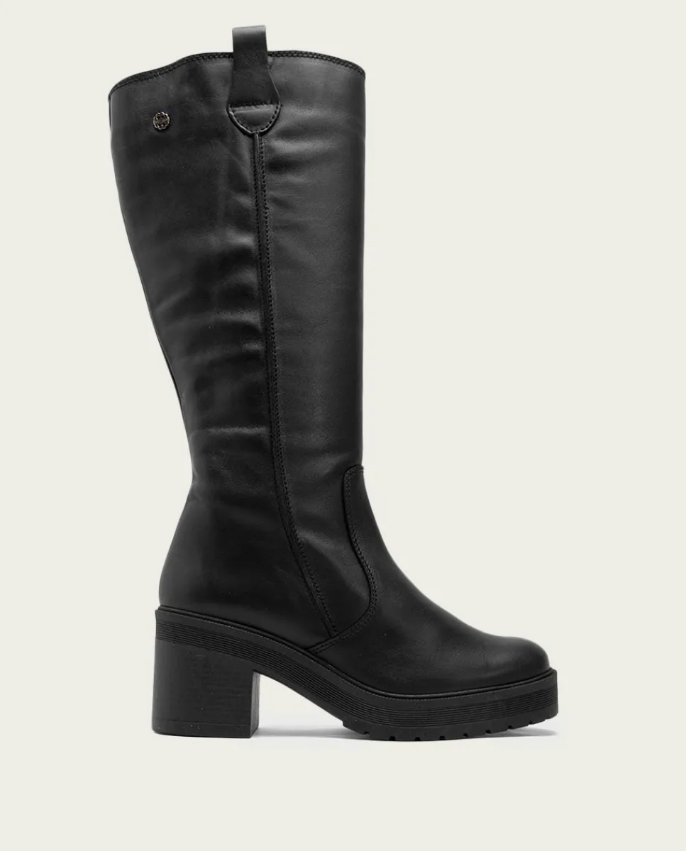 PORRONET Botas De Tacón Negro Con Cremallera Riva Outlet