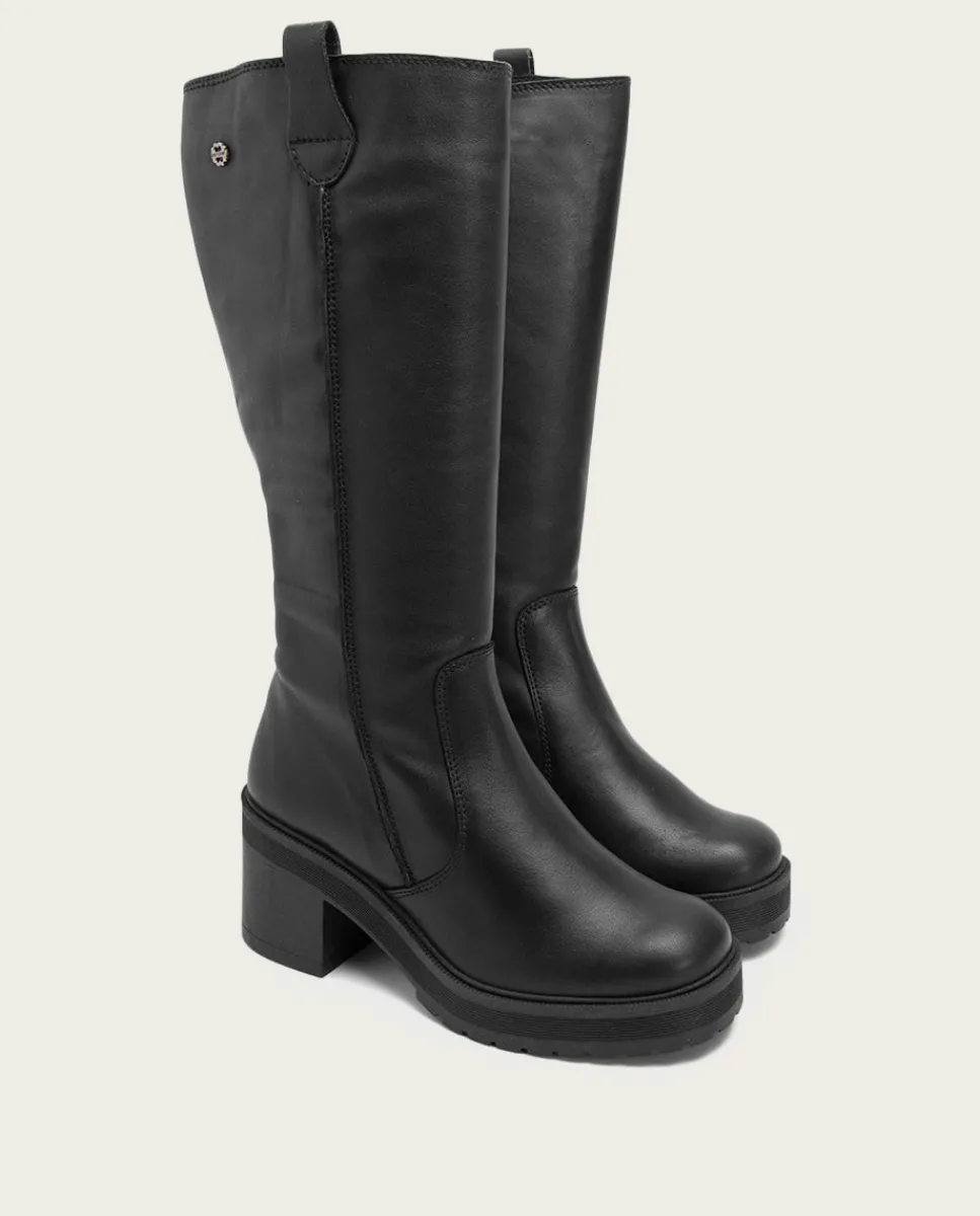 PORRONET Botas De Tacón Negro Con Cremallera Riva Outlet