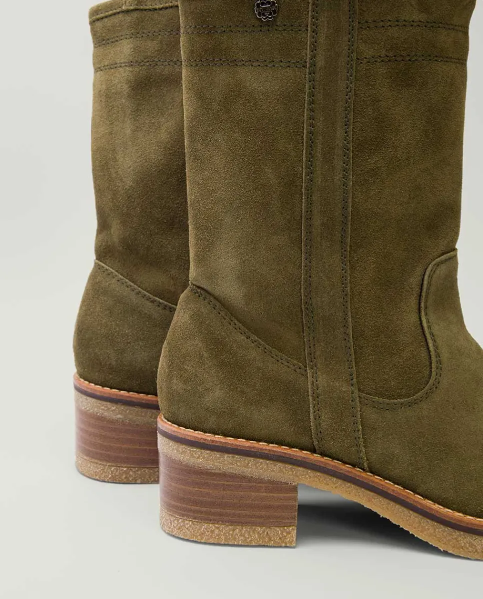 PORRONET Botas Planas Kaki Con Tiradores Paula Best Sale