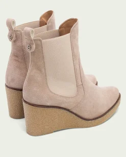 PORRONET Botines De Cuña Arena Con Elasticos Malena Fashion
