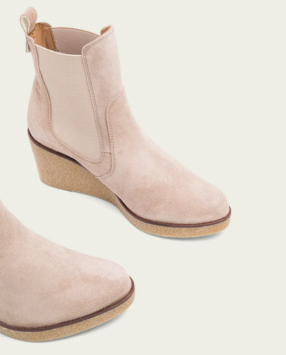 PORRONET Botines De Cuña Arena Con Elasticos Malena Fashion