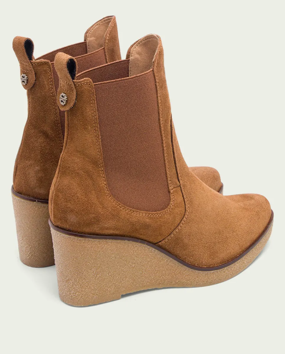 PORRONET Botines De Cuña Cuero Con Elasticos Malena Sale