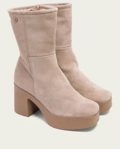 PORRONET Botines De Tacón Arena Con Cremallera Lisa Cheap