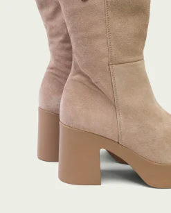 PORRONET Botines De Tacón Arena Con Cremallera Lisa Cheap