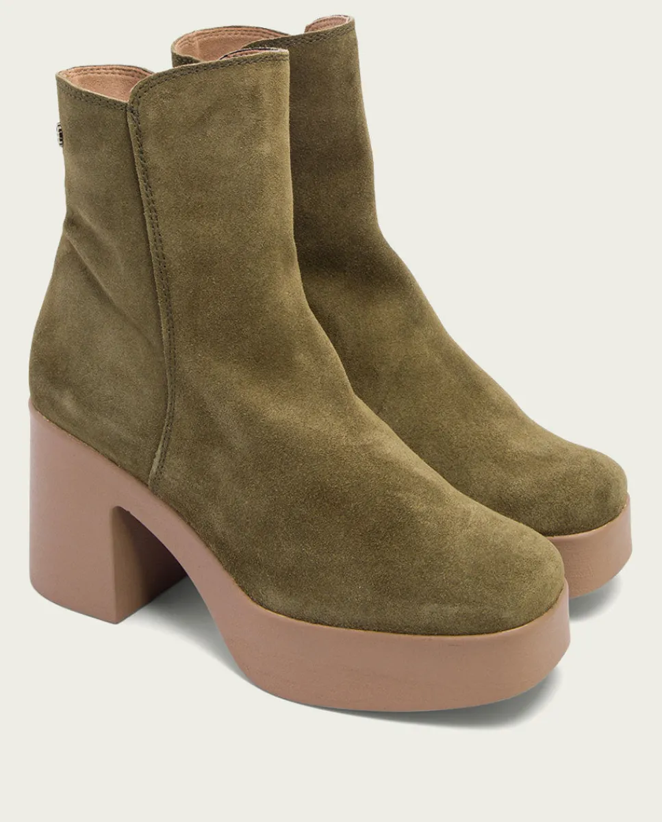 PORRONET Botines De Tacón Kaki Con Cremallera Leta Hot