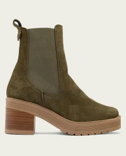 PORRONET Botines De Tacón Kaki Con Elasticos Rea Cheap