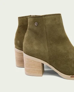 PORRONET Botines De Tacón Kaki Con Cremallera Nala Cheap