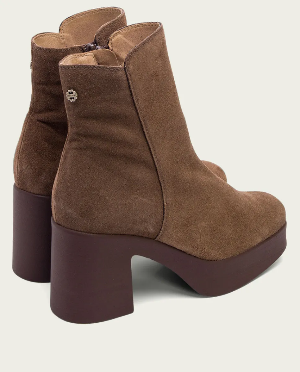PORRONET Botines De Tacón Moka Con Cremallera Leta Outlet