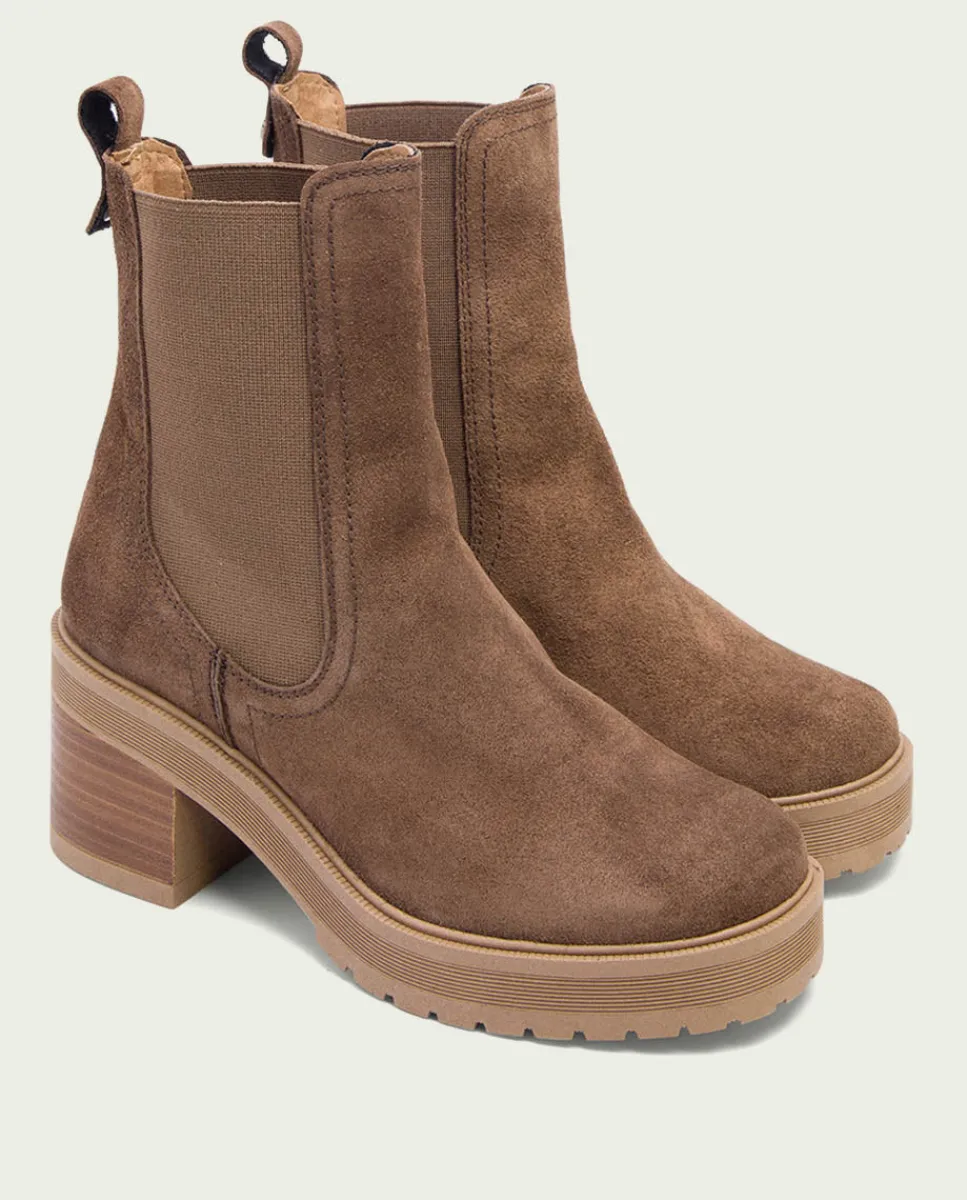 PORRONET Botines De Tacón Moka Con Elasticos Rea Shop