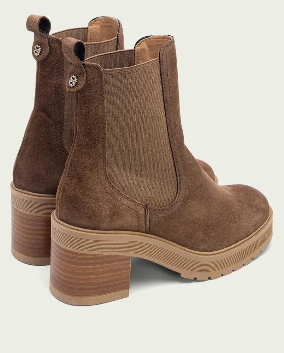 PORRONET Botines De Tacón Moka Con Elasticos Rea Shop