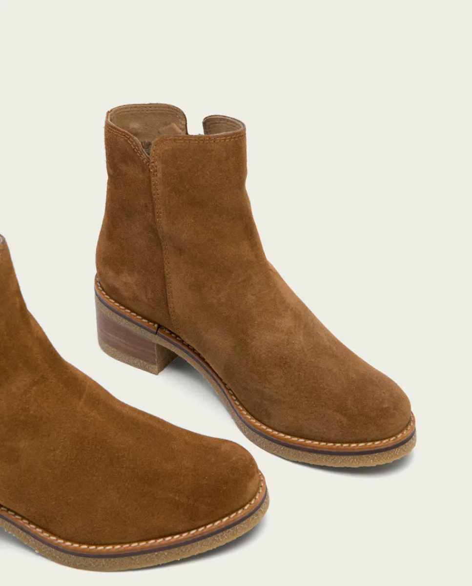 PORRONET Botines Planos Cuero Con Cremallera Poppy Hot