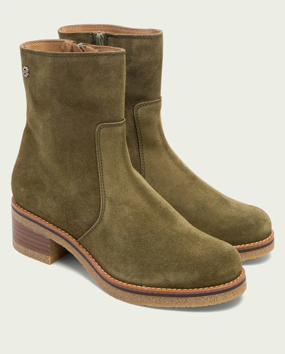 PORRONET Botines Planos Kaki Con Cremallera Palma Sale