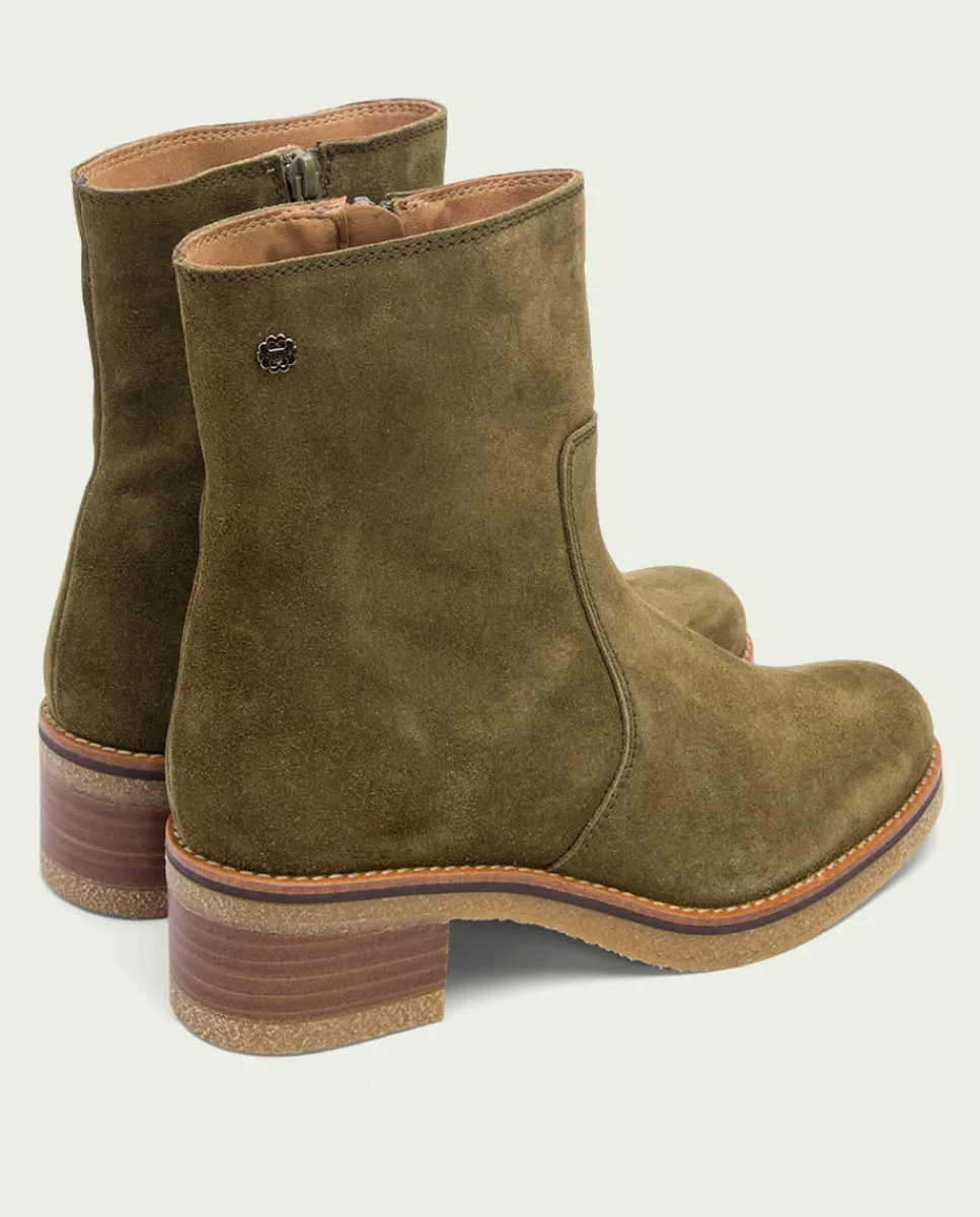 PORRONET Botines Planos Kaki Con Cremallera Palma Sale