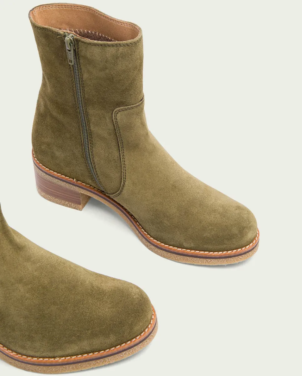 PORRONET Botines Planos Kaki Con Cremallera Palma Sale