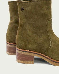 PORRONET Botines Planos Kaki Con Cremallera Palma Sale