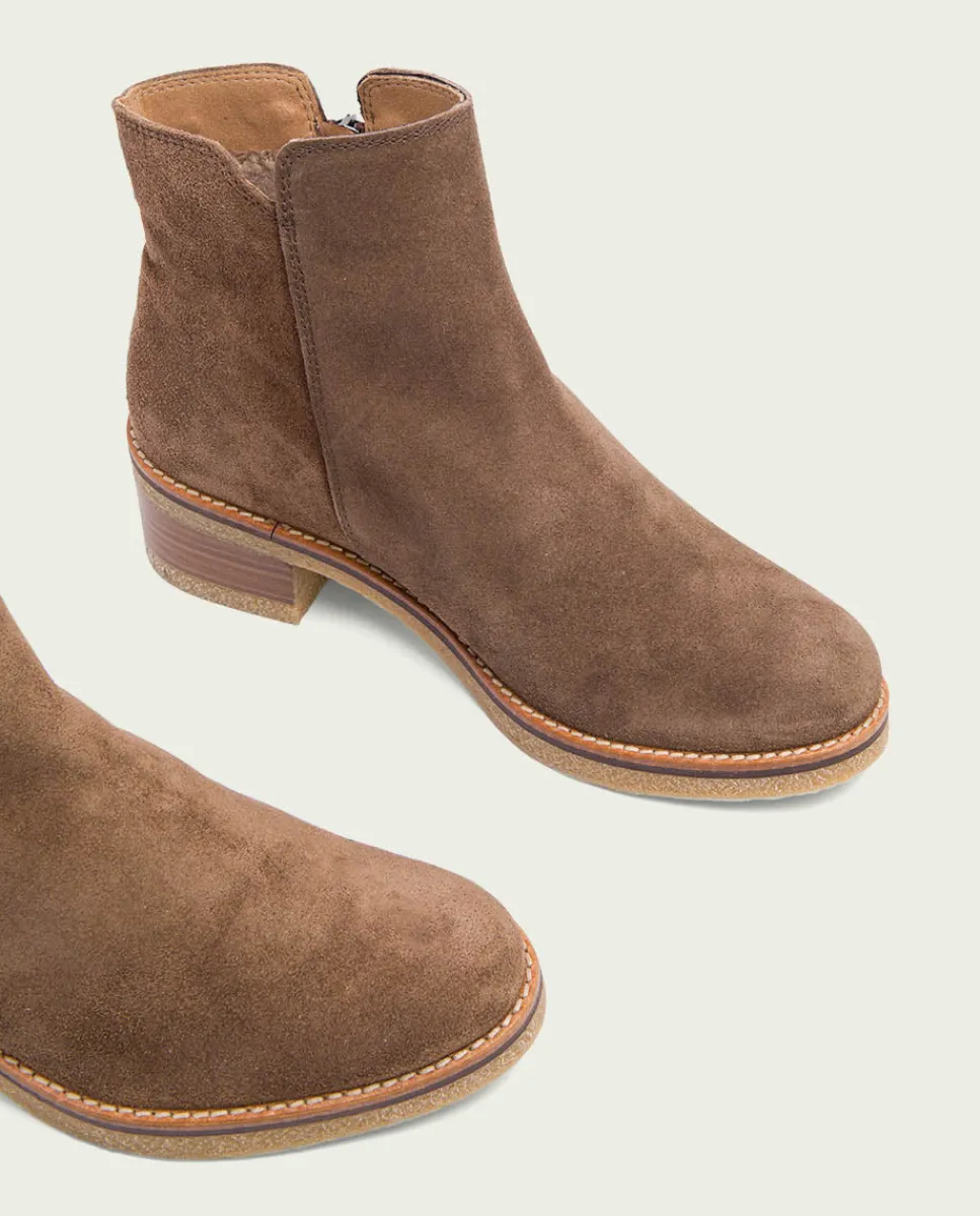 PORRONET Botines Planos Moka Con Cremallera Poppy Sale