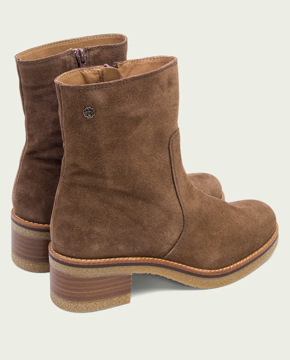 PORRONET Botines Planos Moka Con Cremallera Palma Outlet