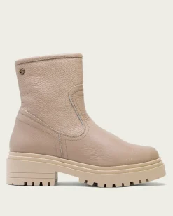 PORRONET Botines Planos Taupe Con Cremallera Shani Outlet