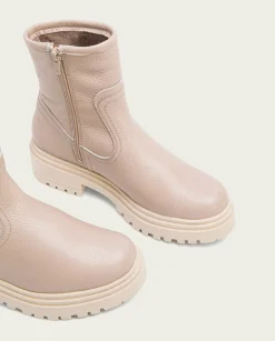 PORRONET Botines Planos Taupe Con Cremallera Shani Outlet