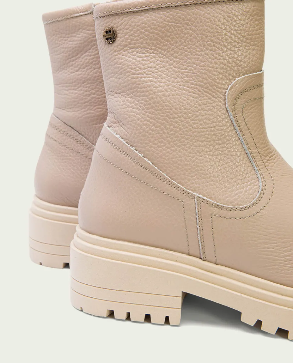 PORRONET Botines Planos Taupe Con Cremallera Shani Outlet