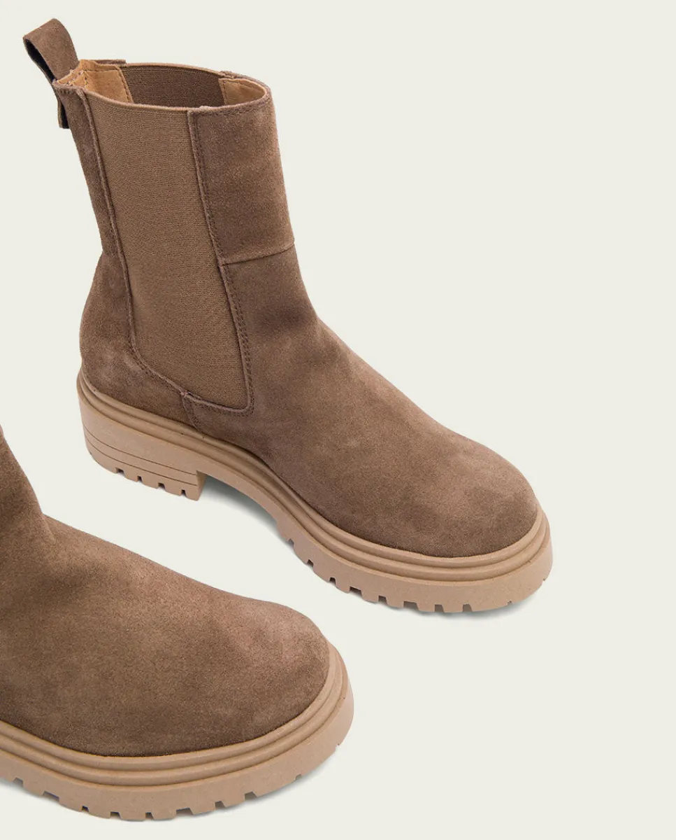 PORRONET Botines Serraje Moka Con Elasticos Sibila Best