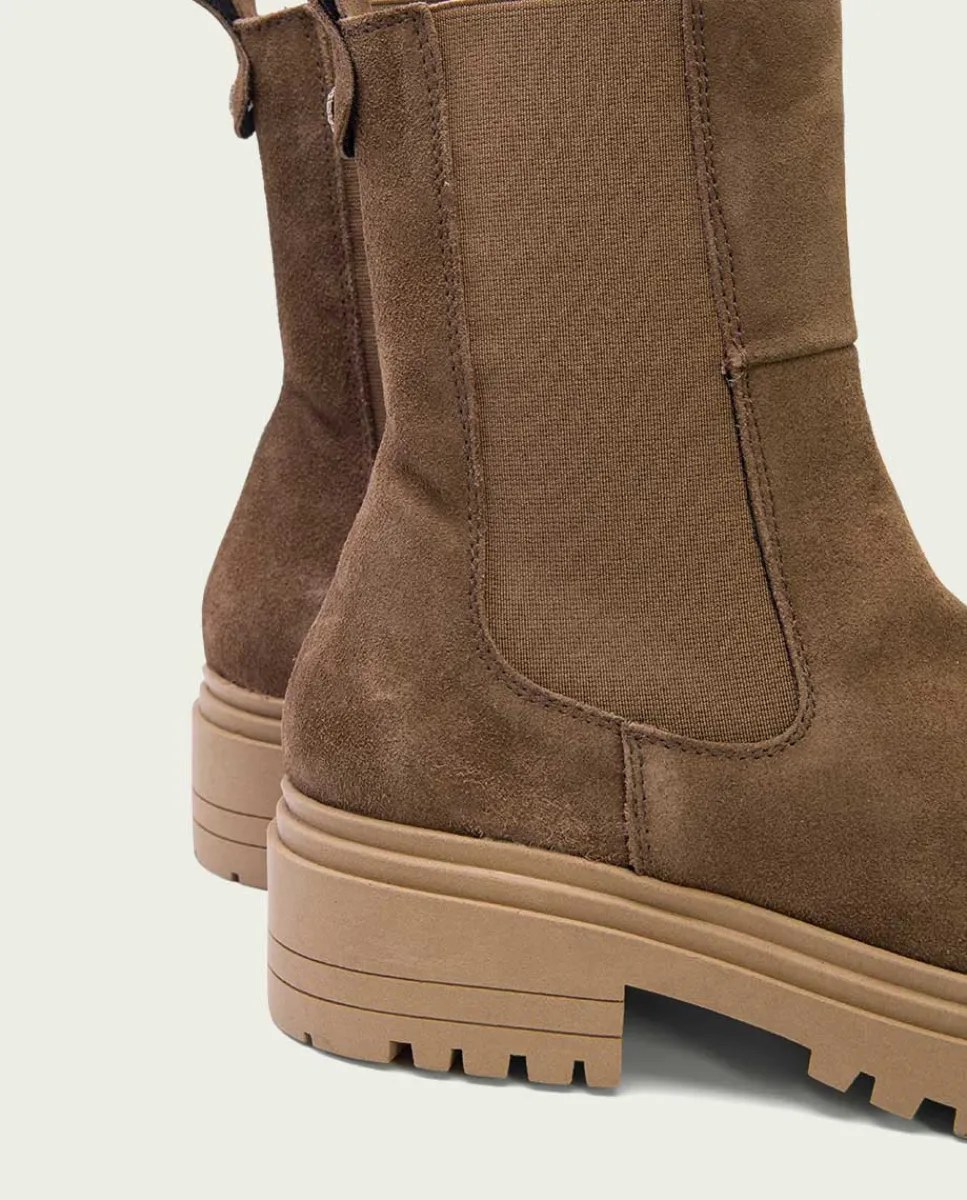 PORRONET Botines Serraje Moka Con Elasticos Sibila Best