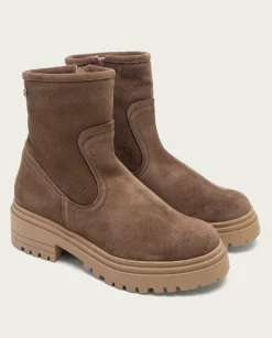 PORRONET Botines Serraje Moka Con Cremallera Sharon Cheap