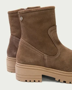 PORRONET Botines Serraje Moka Con Cremallera Sharon Cheap