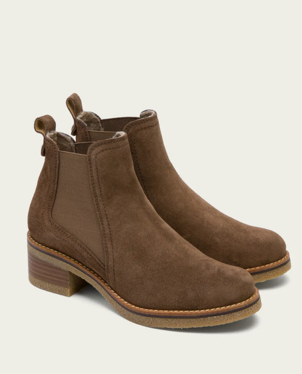 PORRONET Botines Serraje Moka Con Elasticos Pau Cheap