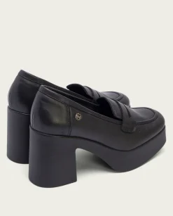PORRONET Mocasines De Tacón En Piel Negra Laia Store