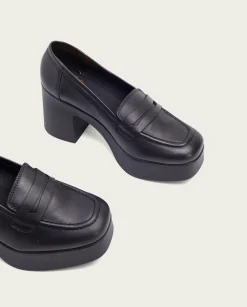 PORRONET Mocasines De Tacón En Piel Negra Laia Store