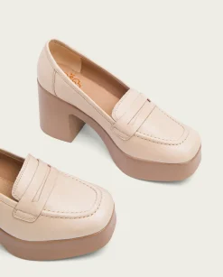 PORRONET Mocasines De Tacón En Piel Taupe Laia Best