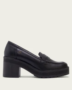 PORRONET Mocasines De Tacón Negros Rahel Cheap