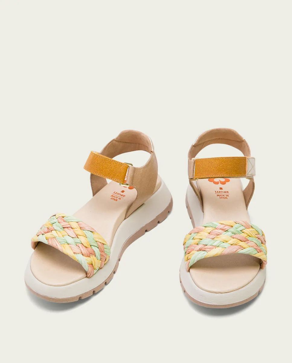 PORRONET Plataforma De Piel Y Tejido En Colores Edurne Cheap