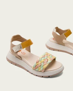 PORRONET Plataforma De Piel Y Tejido En Colores Edurne Cheap