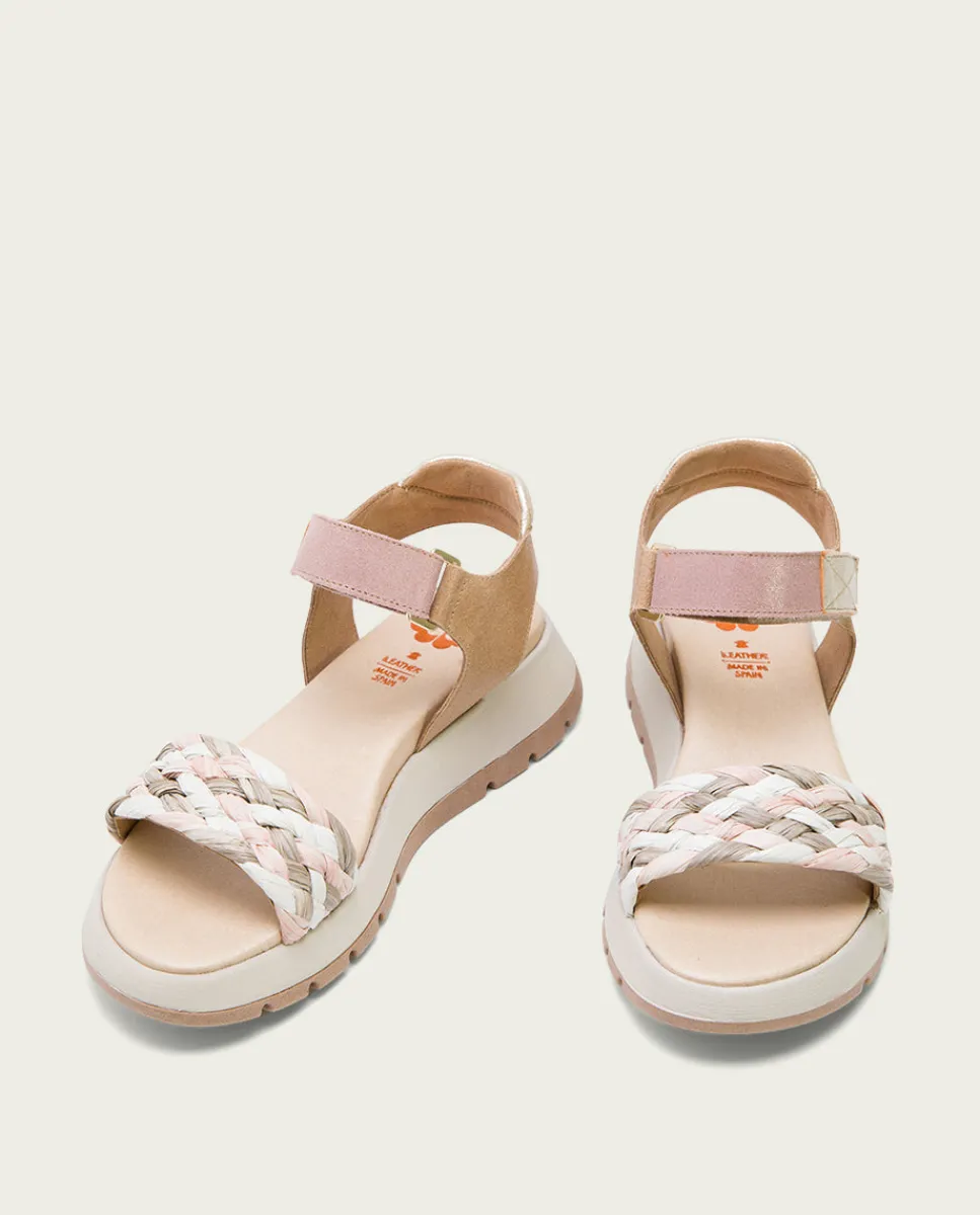 PORRONET Plataforma De Piel Y Tejido Arena Edurne Fashion