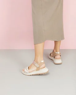 PORRONET Plataforma De Piel Y Tejido Rosa Edurne Online