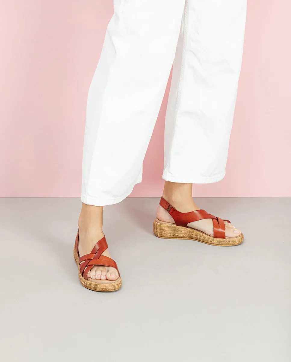 PORRONET Sandalia Cuña Piel Cuero Ganga Best Sale